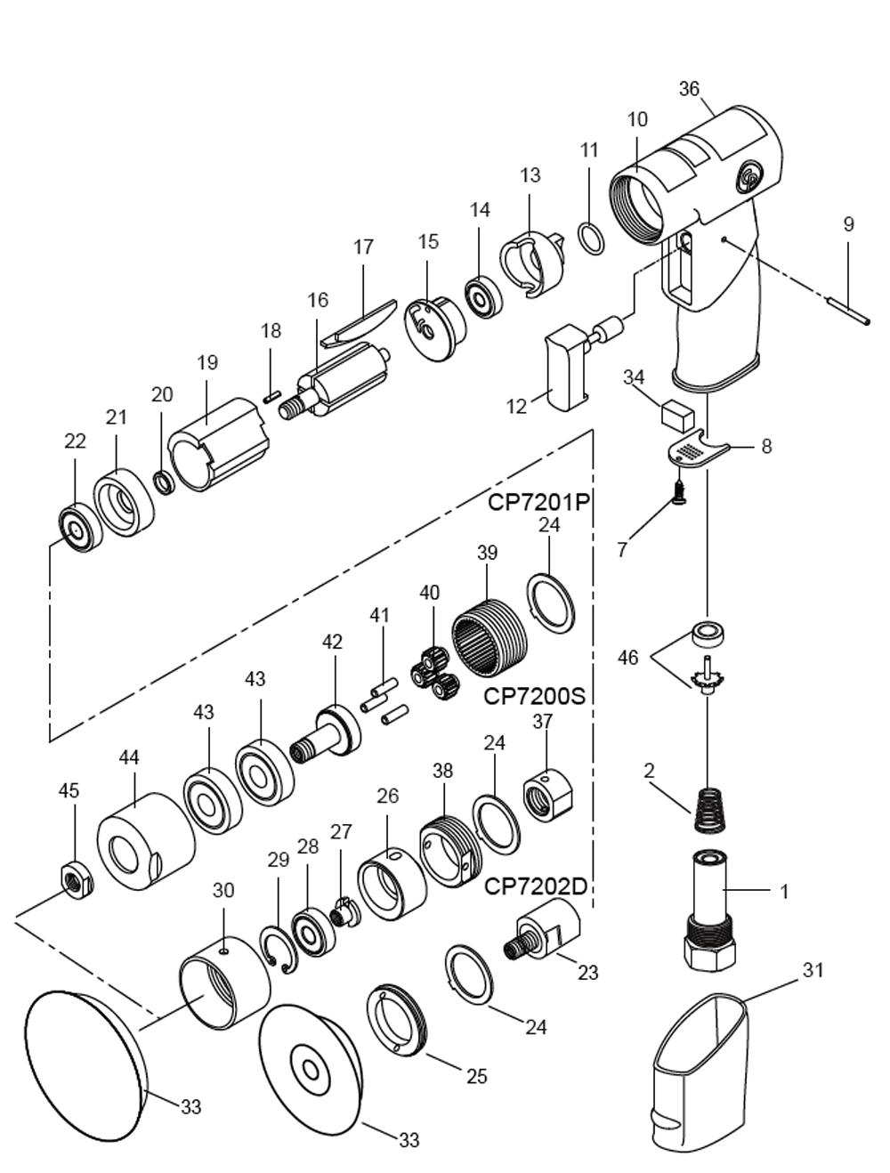 Figure 0 Diagram and Parts List for CP7200  Chicago Pneumatic Sander